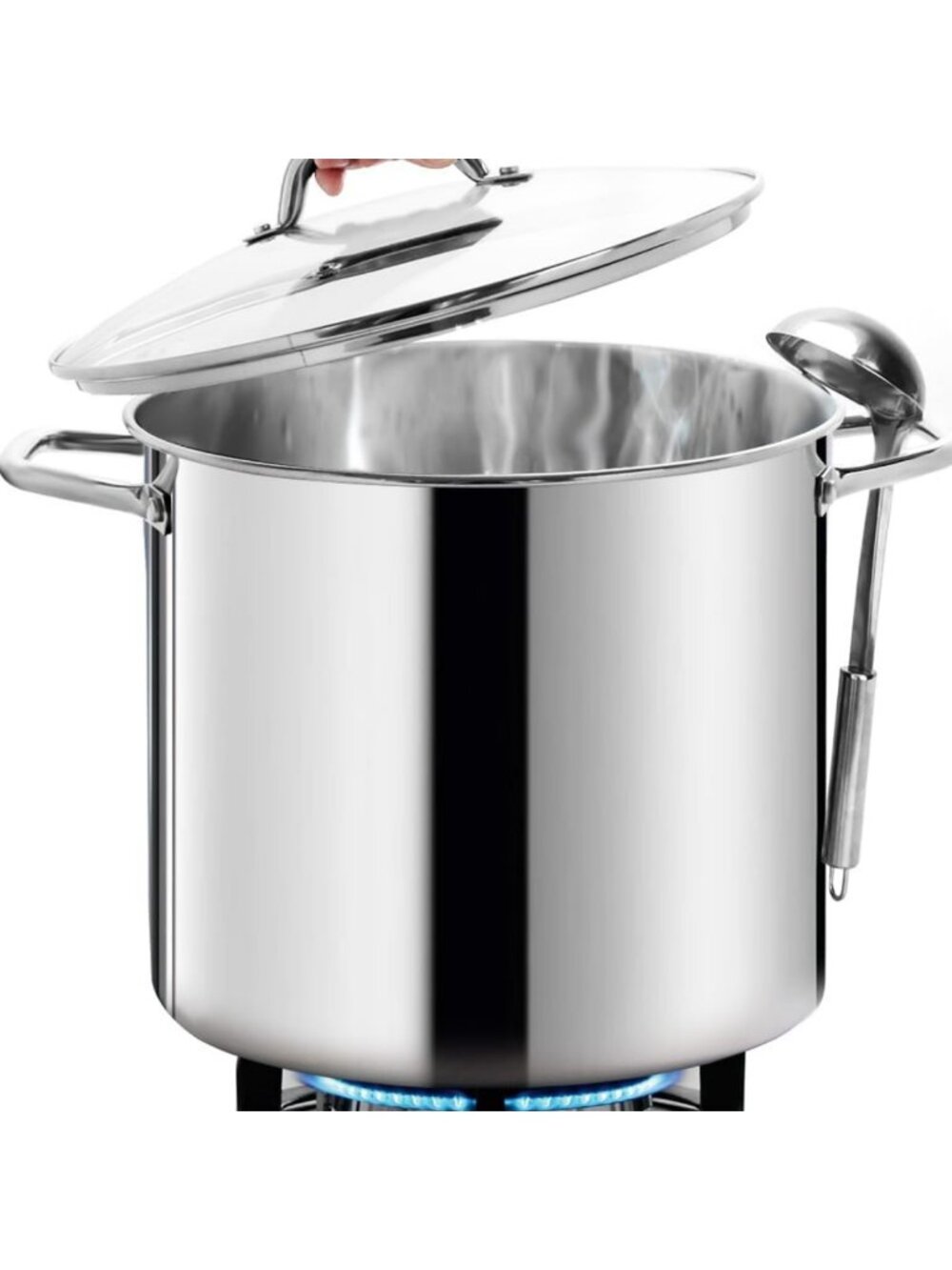 24 Quart Stainless Steel Stock Pot with Lid - Heavy Duty Induction Cookware
